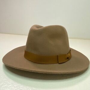 Brixton Indiana Fedora Tan Bronze 100% Wool Wide Brim Hat 00444 Size M 7 1/2 NWT